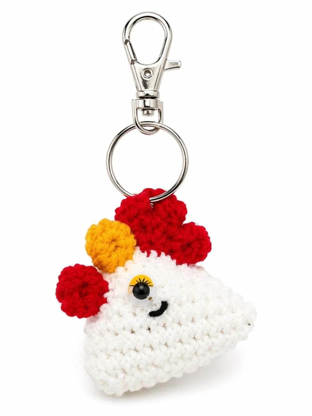 Handmade Crochet Chicken Keychain animal charm 1.5 inch for keys, bagpack purse